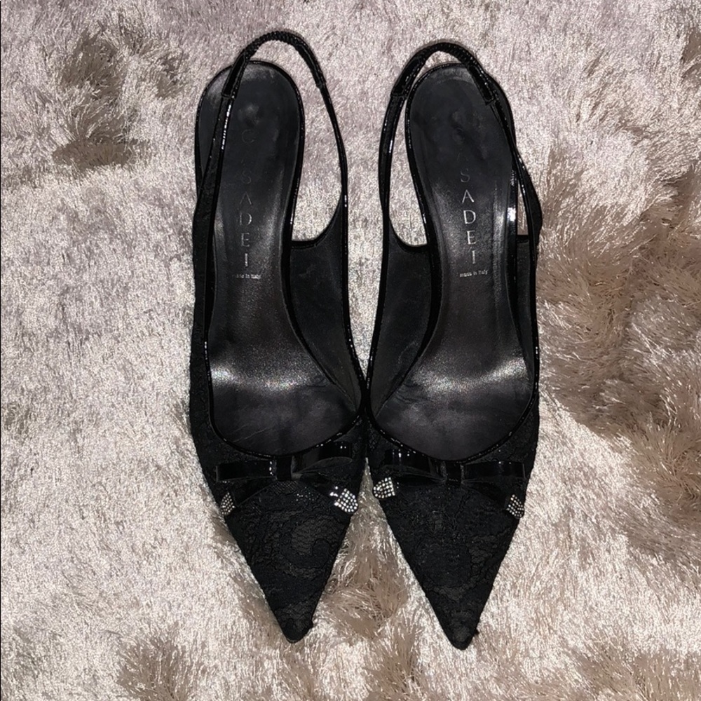 Casadei Pointy Toe Black Heel